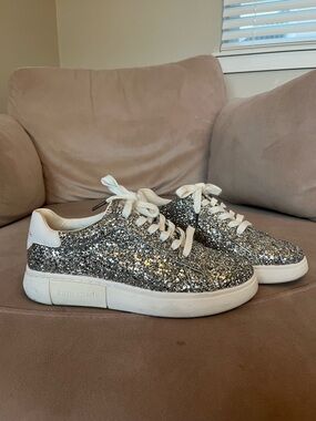 kate spade Silver Glitter Platform Sneakers